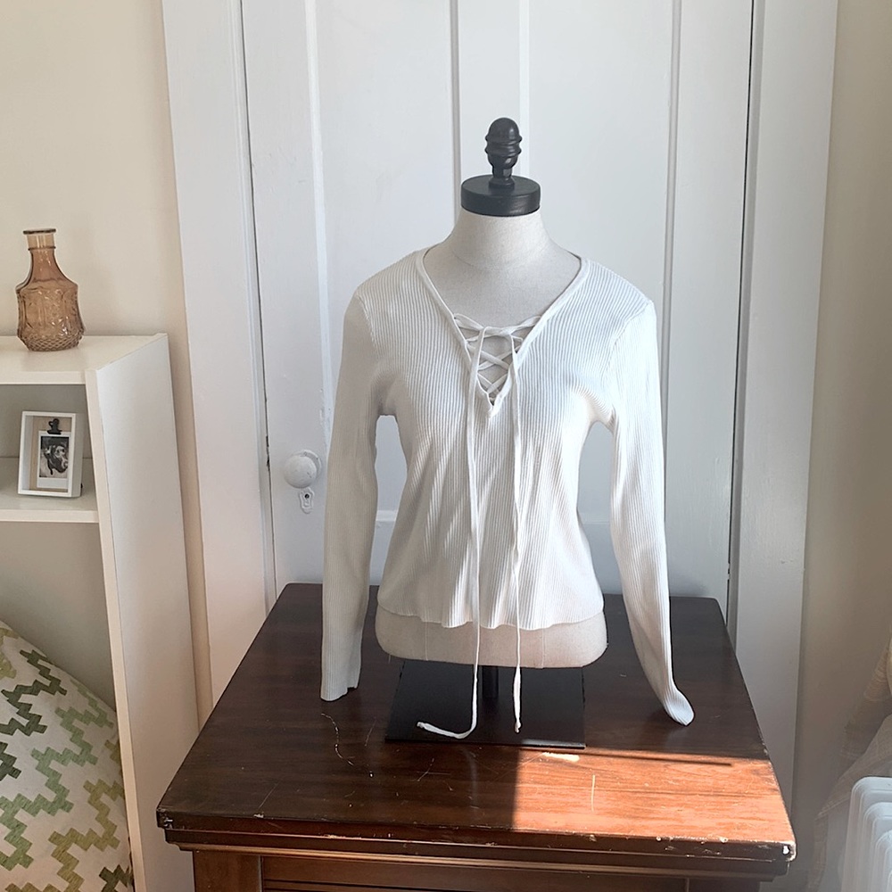 Sexy & Cozy — lace-up long sleeve knit top from H&M